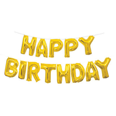 Banner Balloon Kit - Birthday - Gold