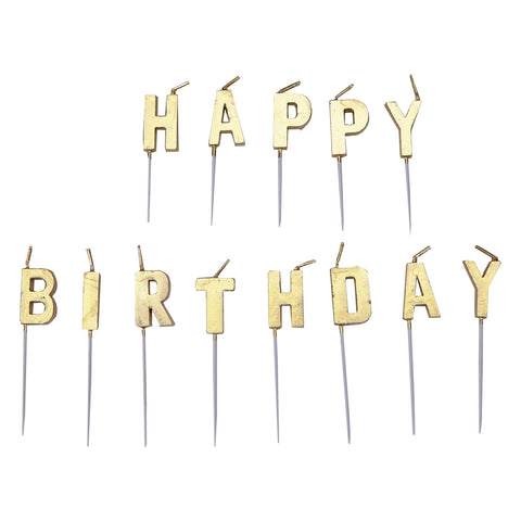 Candles - Pick - Happy Birthday - Gold