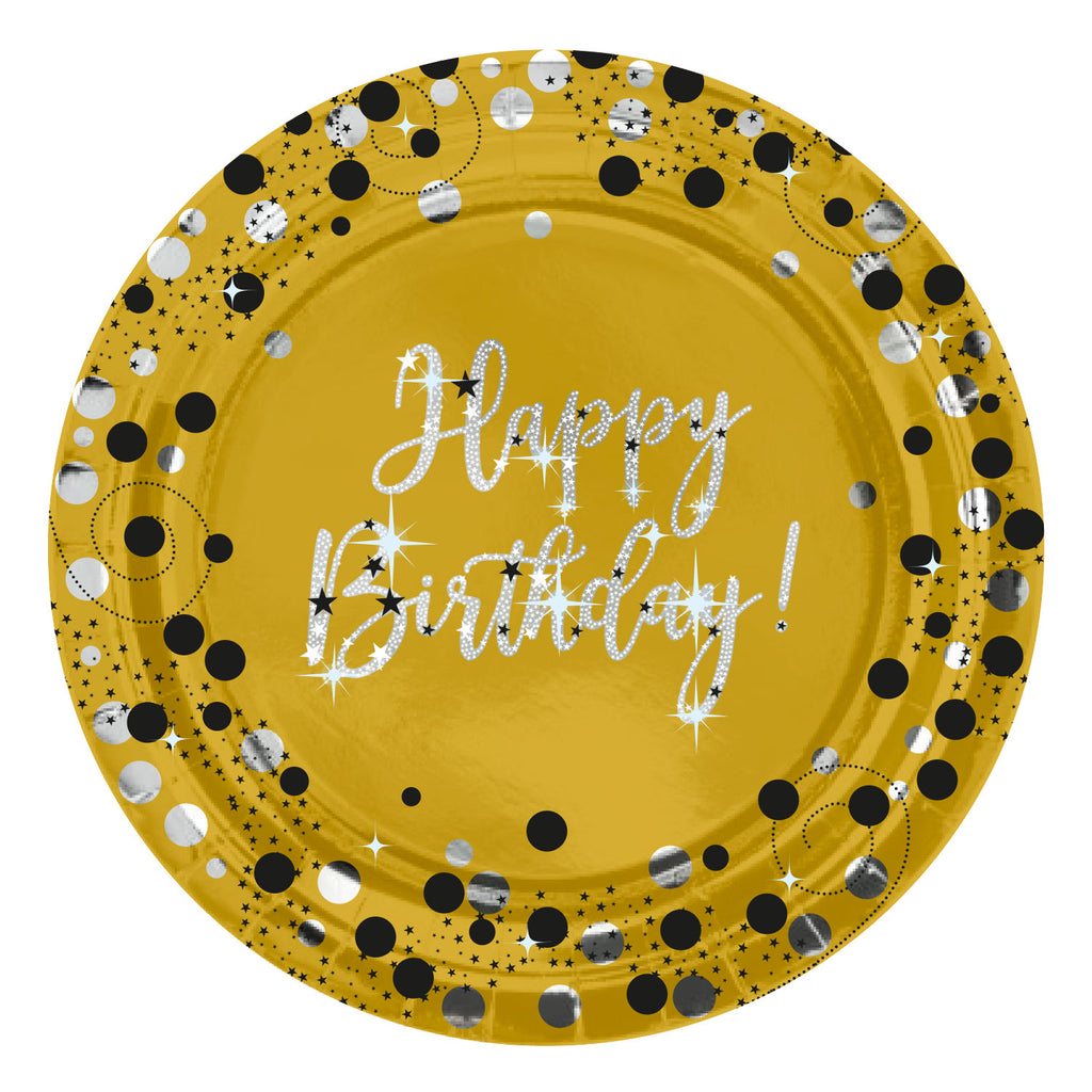 Plates - Birthday - Gold/Black/Silver