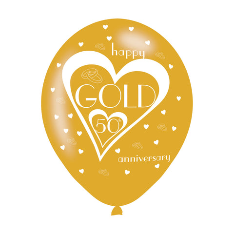 Latex Balloons - Anniversary - 50th Golden