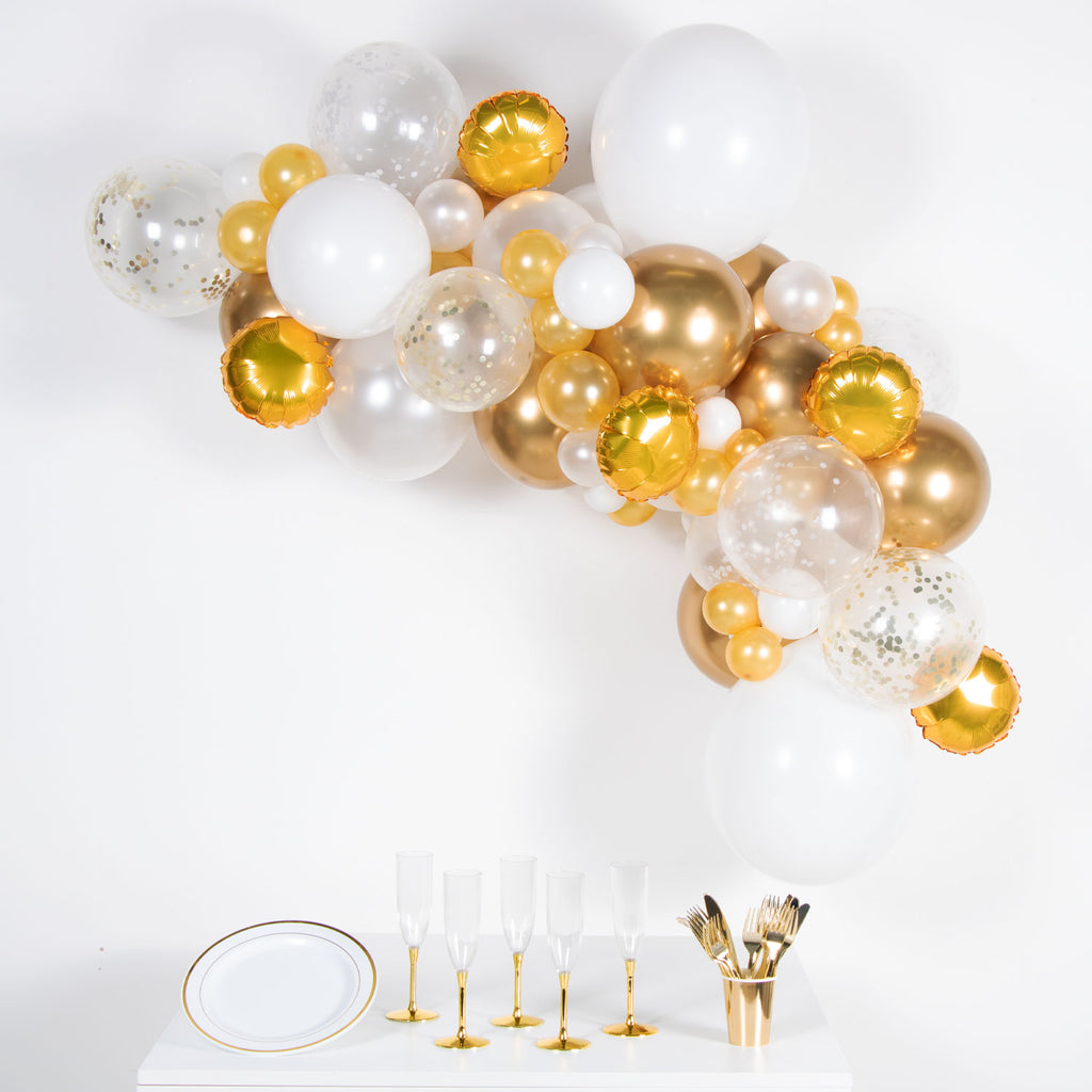 DIY Garland/Arch Kit - Latex Balloons - Gold/White