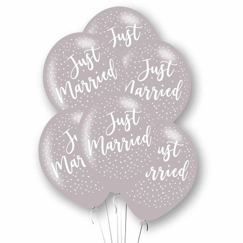 Latex Balloons - Just Married - Silver