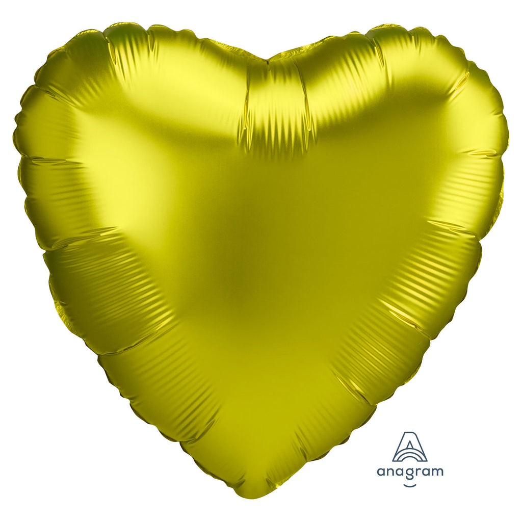 Foil Balloon - Solid Colour - Heart - Satin Luxe - Lemon
