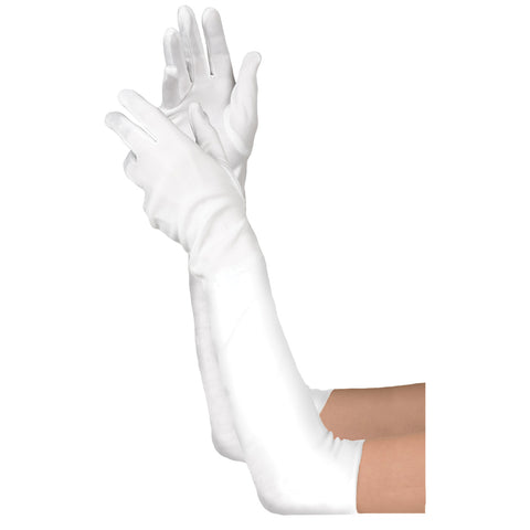 Gloves - Long - Satin - White