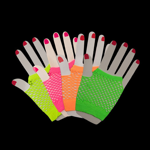 Gloves - Fishnet - Short - Neon