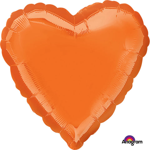 Foil Balloon - Solid Colour - Heart - Metallic - Orange