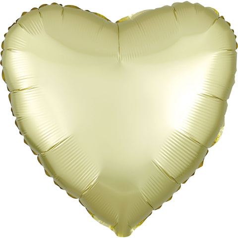 Foil Balloon - Solid Colour - Heart - Satin Luxe - Pastel Yellow