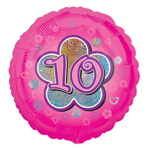 Foil Balloon - 18" - Age 10 - Pink