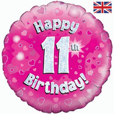 Foil Balloon - 18" - Age 11 - Pink