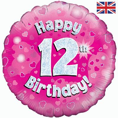 Foil Balloon - 18" - Age 12 - Pink