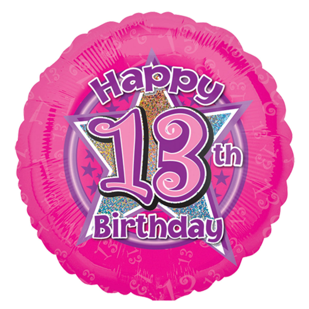 Foil Balloon - 18" - Age 13 - Pink