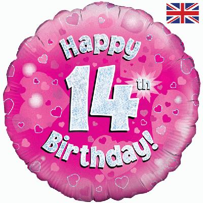 Foil Balloon - 18" - Age 14 - Pink