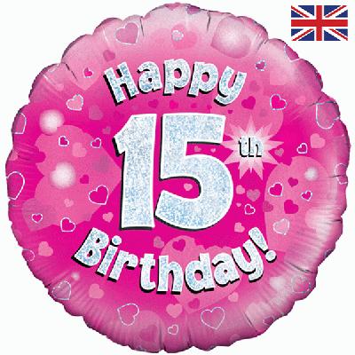 Foil Balloon - 18" - Age 15 - Pink
