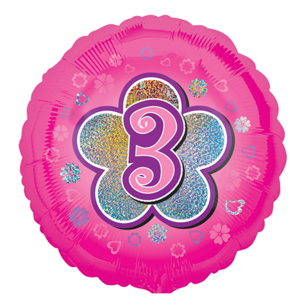 Foil Balloon - 18" - Age 3 - Pink