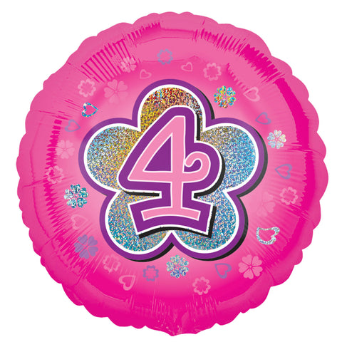 Foil Balloon - 18" - Age 4 - Pink