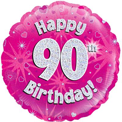 Foil Balloon - 18" - 90th Birthday - Pink