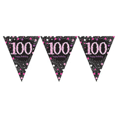 Pennant Bunting - Ages 18 - 100 - Pink/Purple/Black