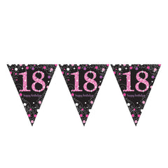 Pennant Bunting - Ages 18 - 100 - Pink/Purple/Black