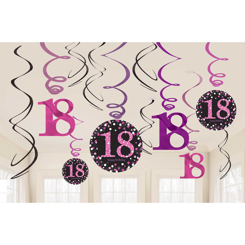 Swirl Decorations - Ages 18 - 100 - Pink/Purple/Black