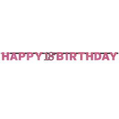 Banner - Birthday - Black/Pink - Ages 18 - 100