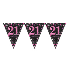 Pennant Bunting - Ages 18 - 100 - Pink/Purple/Black