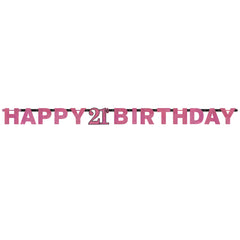 Banner - Birthday - Black/Pink - Ages 18 - 100