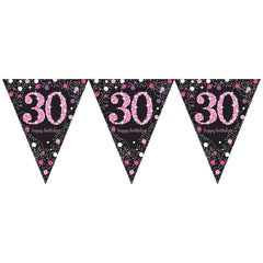 Pennant Bunting - Ages 18 - 100 - Pink/Purple/Black