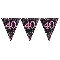 Pennant Bunting - Ages 18 - 100 - Pink/Purple/Black