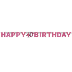 Banner - Birthday - Black/Pink - Ages 18 - 100