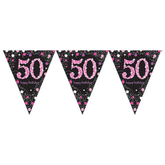 Pennant Bunting - Ages 18 - 100 - Pink/Purple/Black