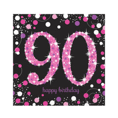 Napkins - Birthday - Ages 18 - 100 - Pink/Purple/Black