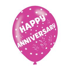 Latex Balloons - Anniversary - Multi-Coloured
