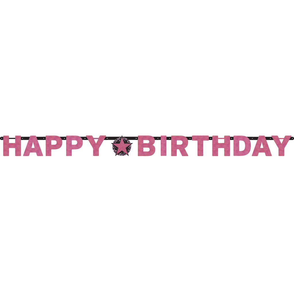 Banner - Birthday - Black/Pink