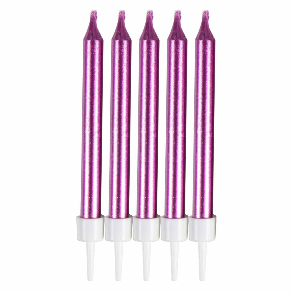 Candles with Holders - Metallic - Pink