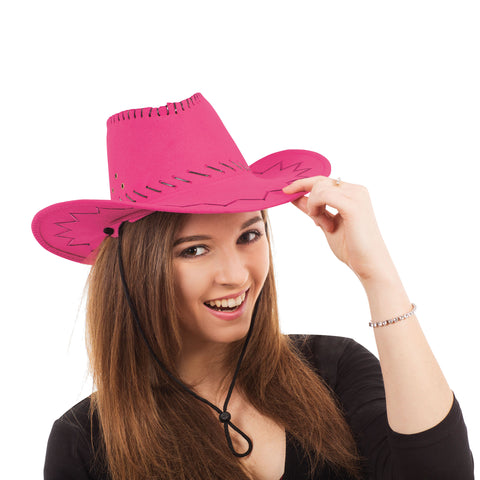 Cowboy Hat - Suede Look - Pink