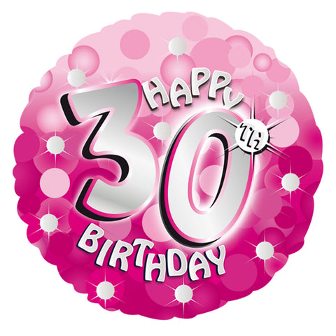 Foil Balloon - 18" - Happy 30th Birthday - Pink