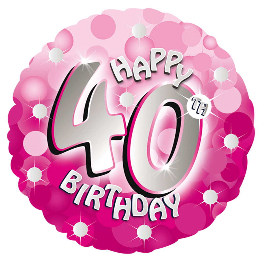 Foil Balloon - 18" - Happy 40th Birthday - Pink