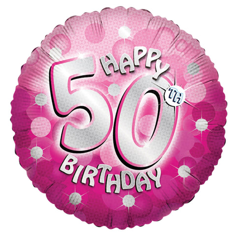 Foil Balloon - 18" - Happy 50th Birthday - Pink