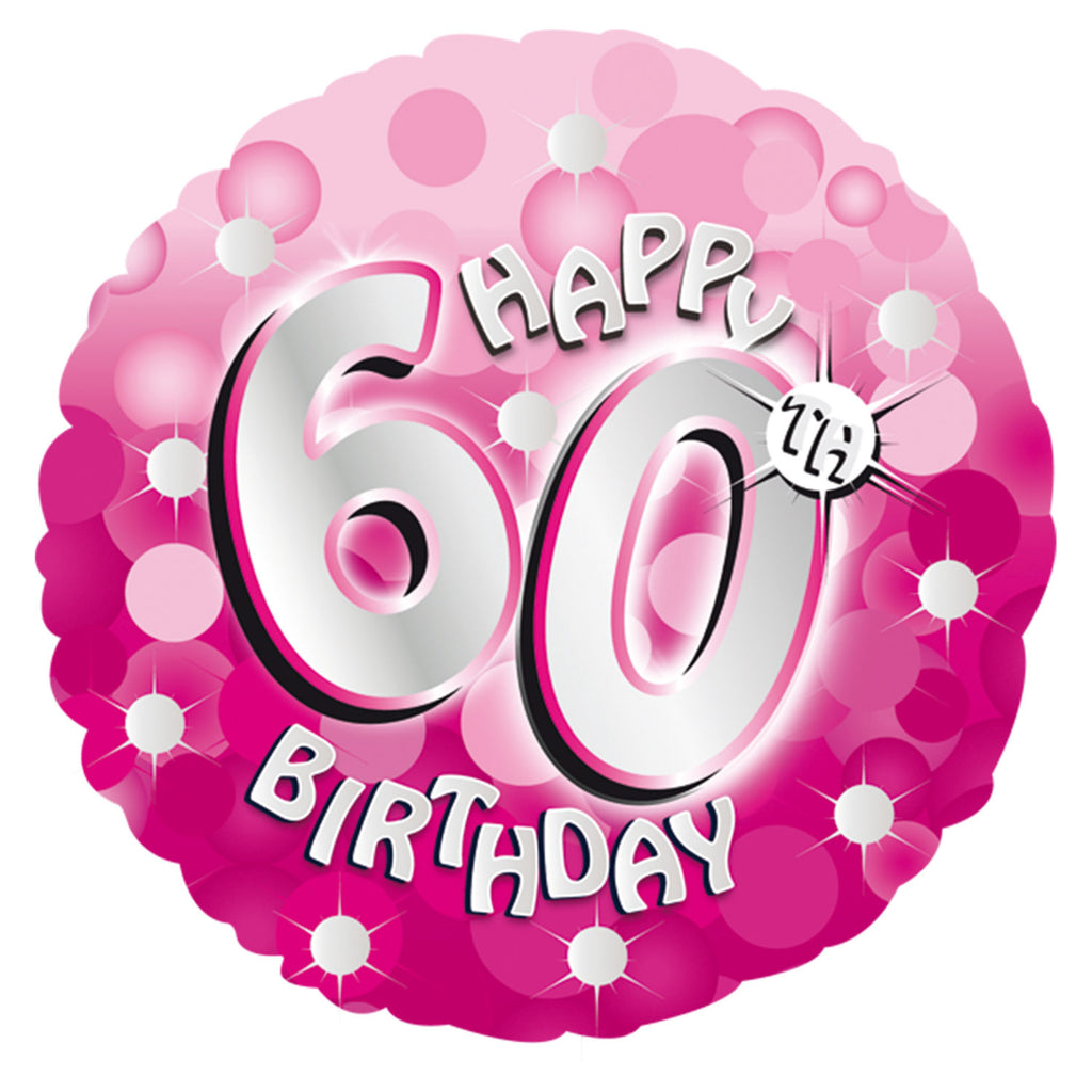 Foil Balloon - 18" - Happy 60th Birthday - Pink