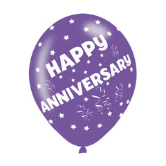 Latex Balloons - Anniversary - Multi-Coloured