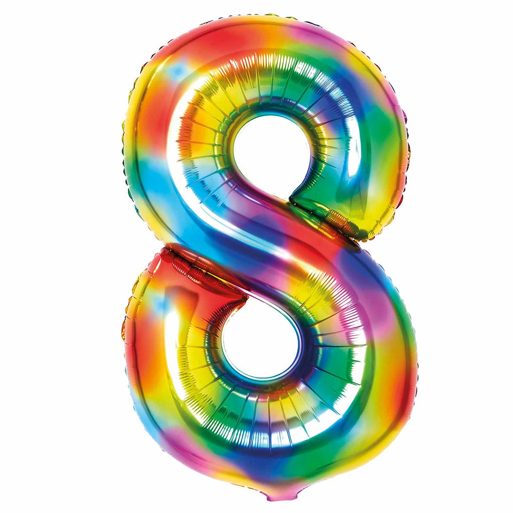 SuperShape Foil Balloon Number 8 - Bright Rainbow
