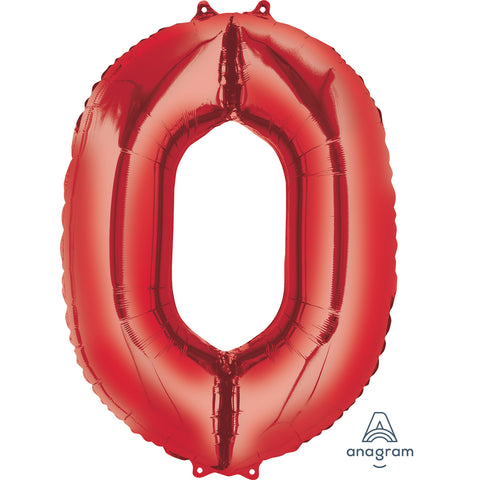 SuperShape Foil Balloon Number 0 - Red