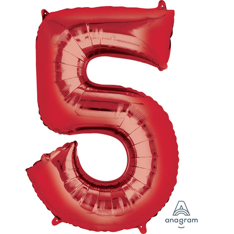 SuperShape Foil Balloon Number 5 - Red