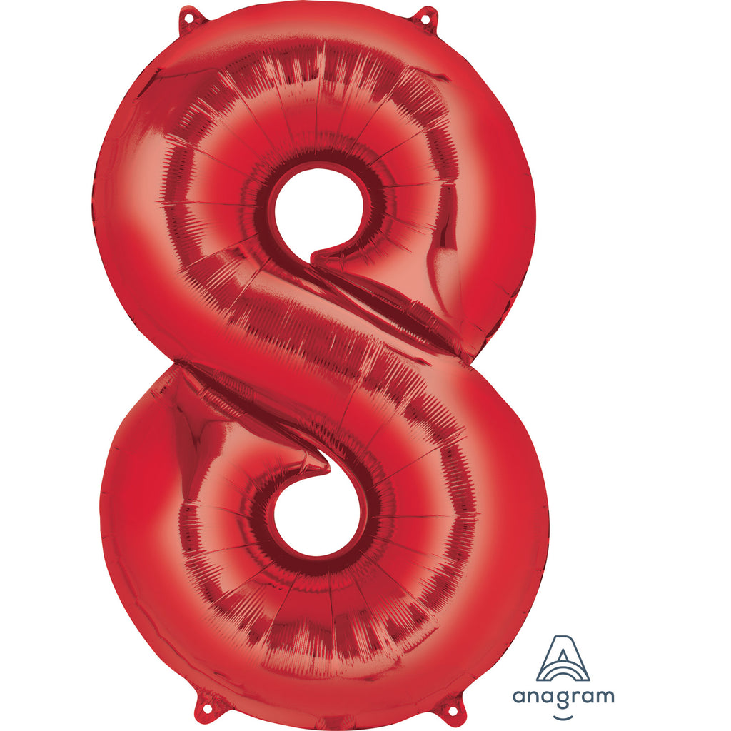 SuperShape Foil Balloon Number 8 - Red