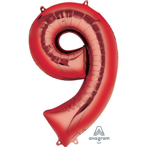 SuperShape Foil Balloon Number 9 - Red