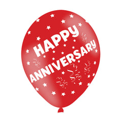 Latex Balloons - Anniversary - Multi-Coloured