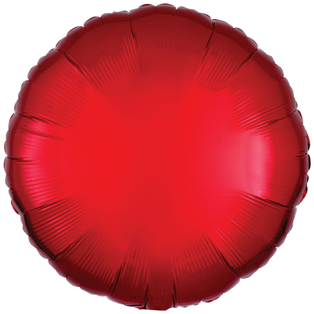Foil Balloon - Solid Colour - Round - Metallic - Red