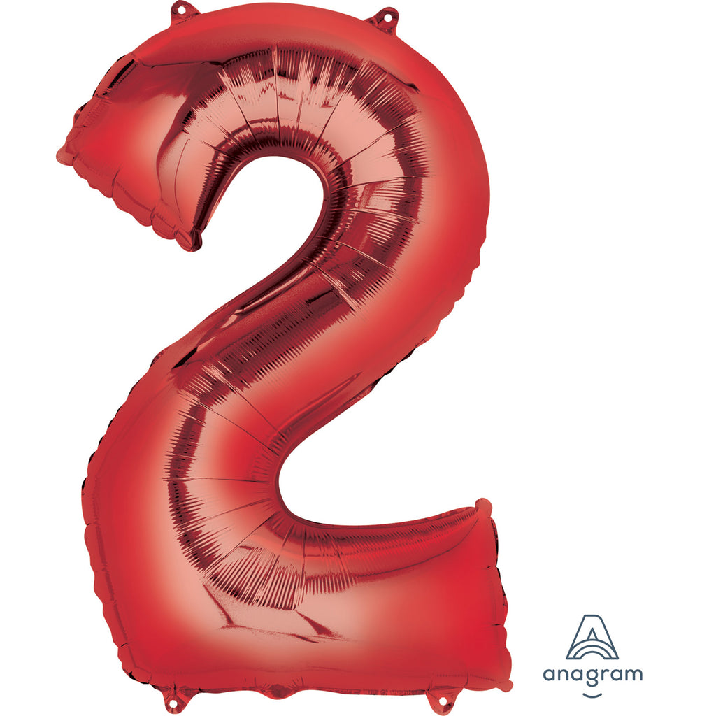 SuperShape Foil Balloon Number 2 - Red