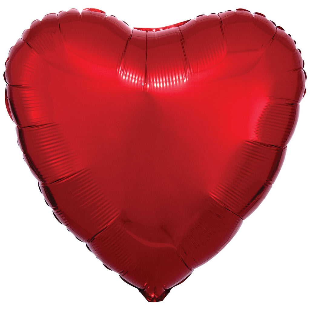 Foil Balloon - Solid Colour - Heart - Metallic - Red