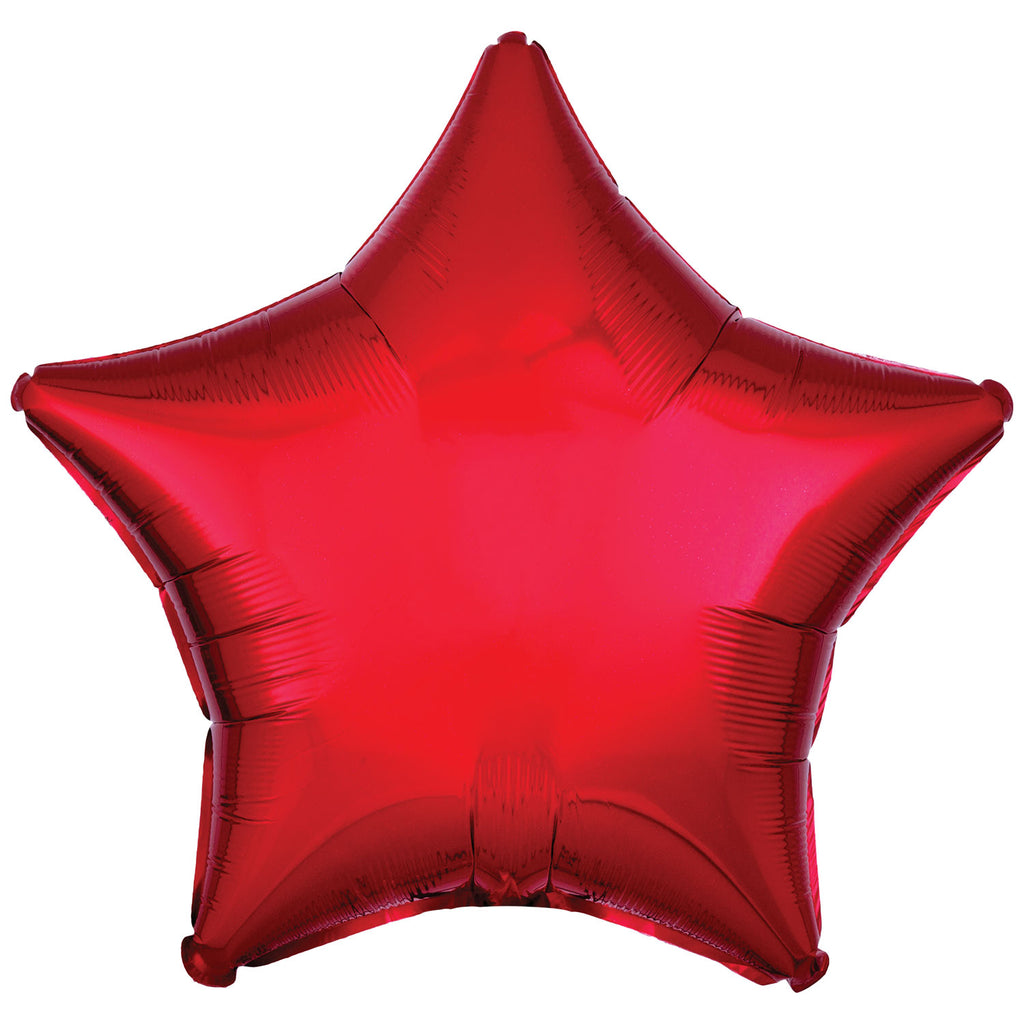 Foil Balloon - Solid Colour - Star - Metallic - Red